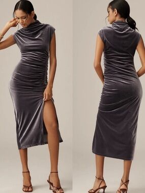 ANTHROPOLOGIE Maya Velvet Midi Dress NEW